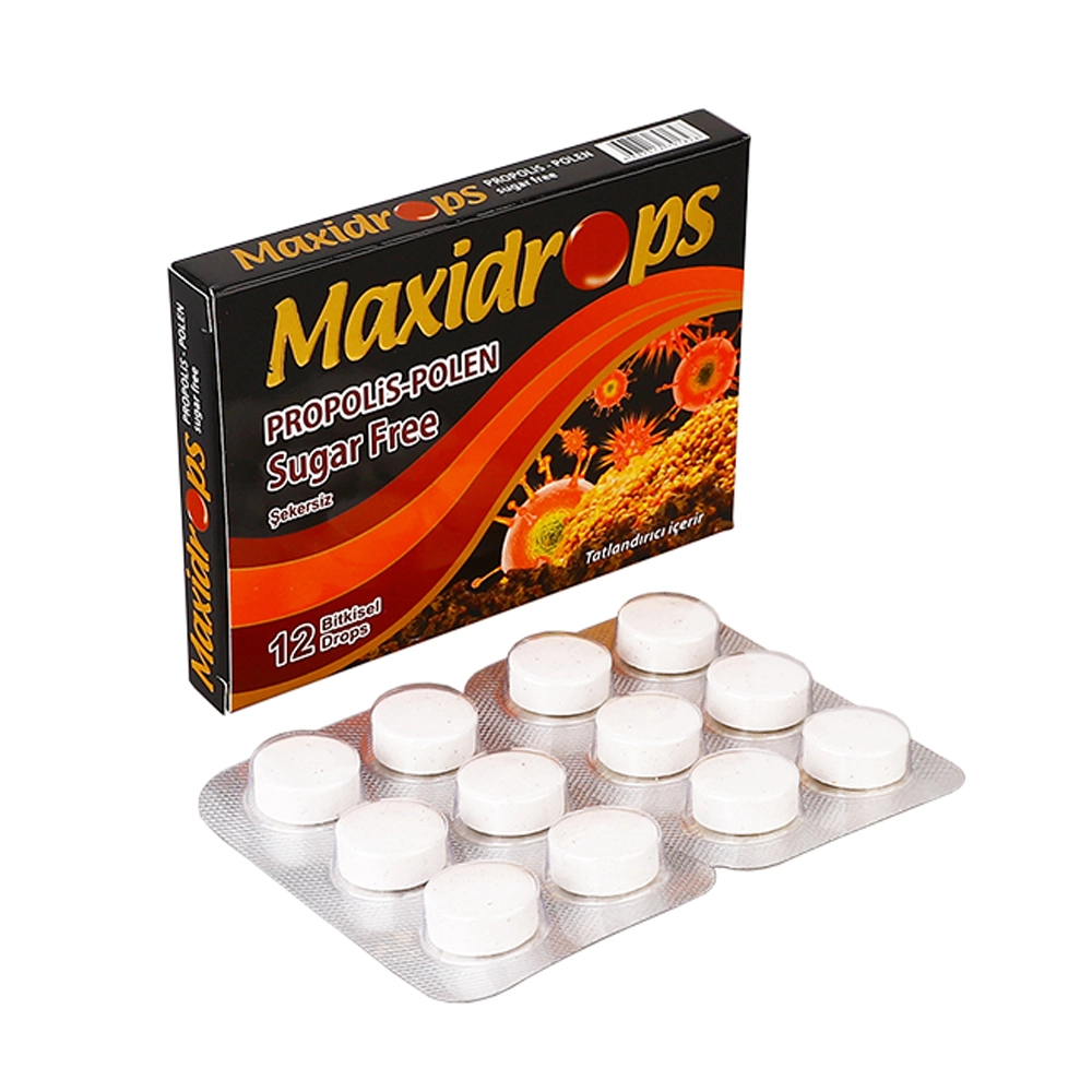 Maxidrops Propolis - Polen Şekersiz Boğaz Pastili